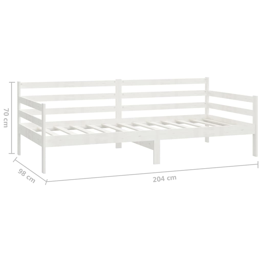 daybed med madras 90x200 cm massivt fyrretræ hvid