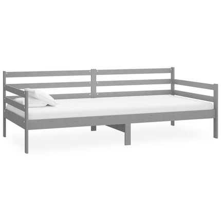 daybed med madras 90x200 cm massivt fyrretræ grå