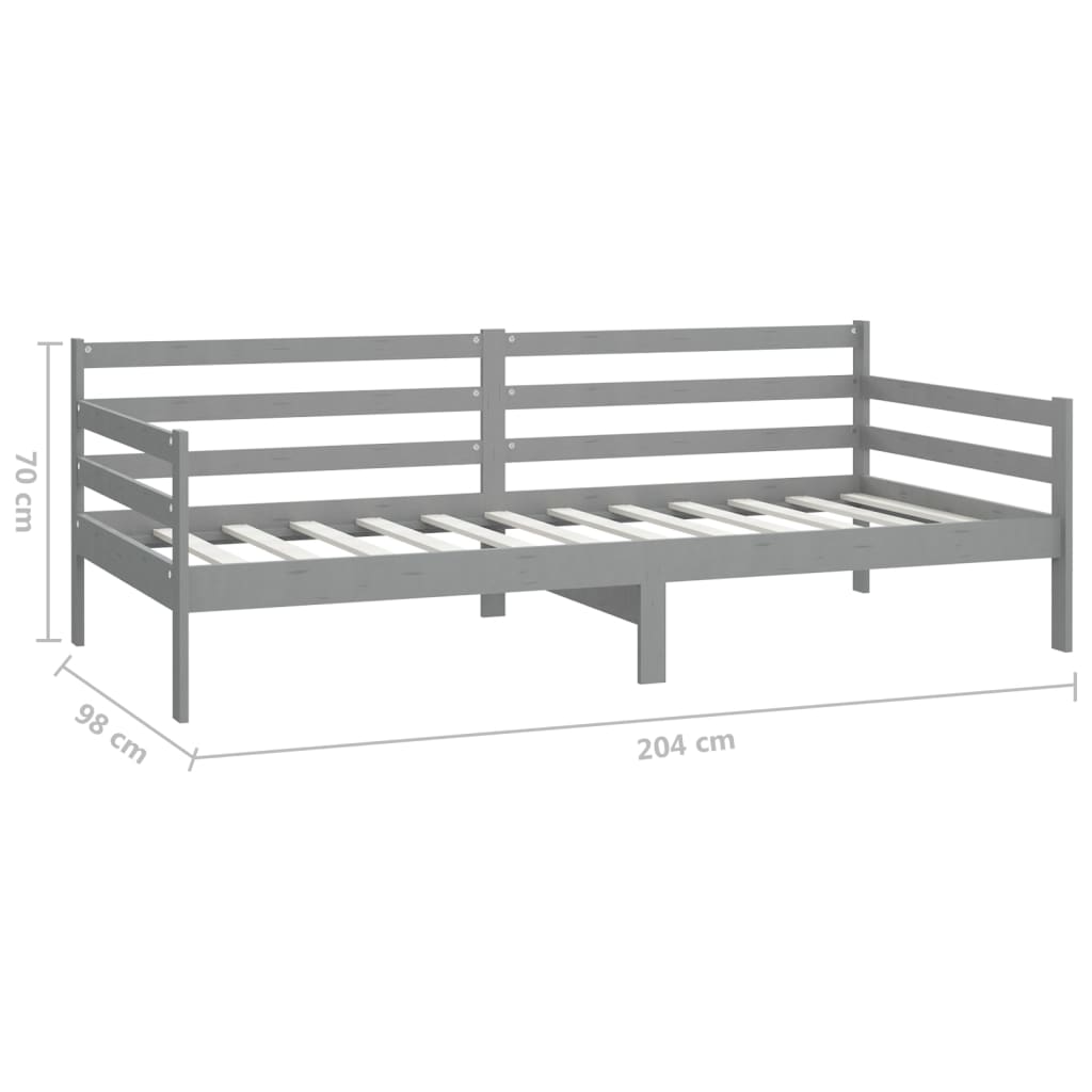 daybed med madras 90x200 cm massivt fyrretræ grå