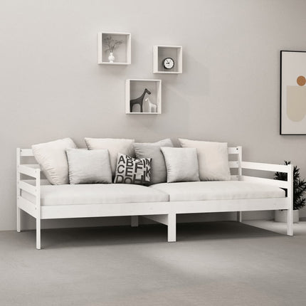 daybed med madras 90x200 cm massivt fyrretræ hvid