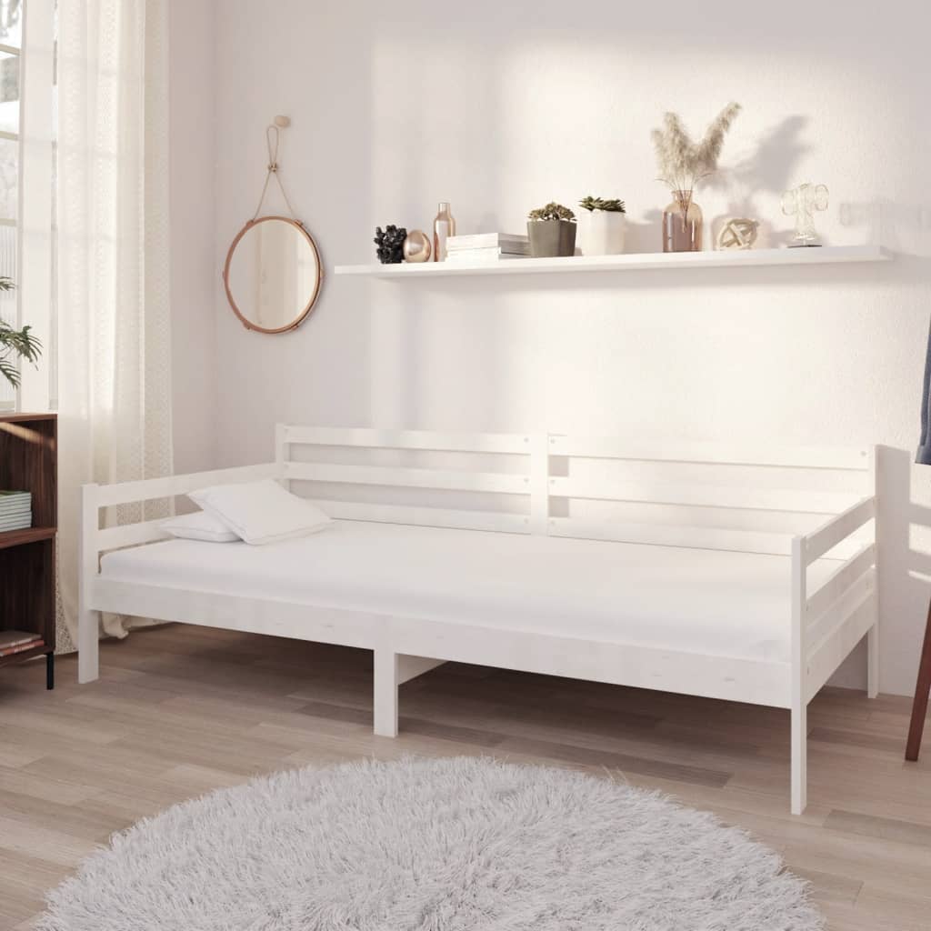 daybed med madras 90x200 cm massivt fyrretræ hvid