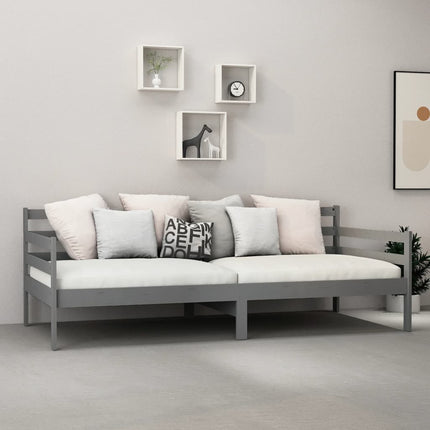 daybed med madras 90x200 cm massivt fyrretræ grå