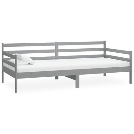 daybed med madras 90x200 cm massivt fyrretræ grå