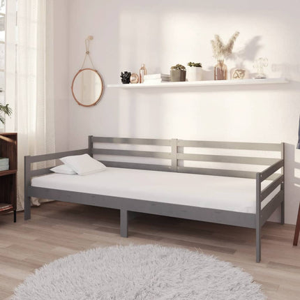 daybed med madras 90x200 cm massivt fyrretræ grå