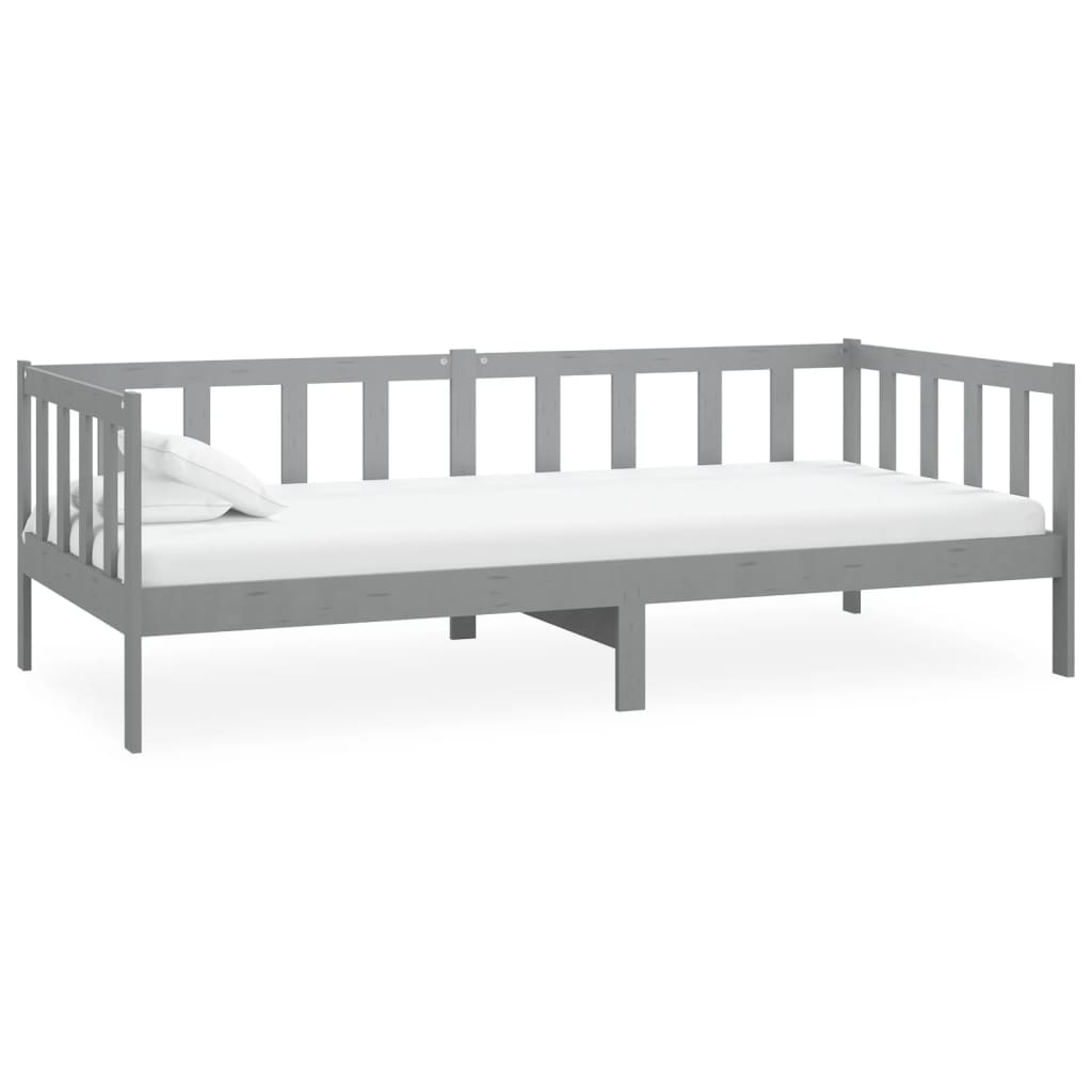 daybed med madras 90x200 cm massivt fyrretræ grå