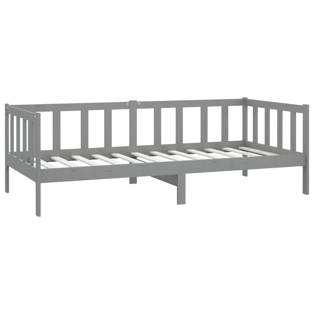 daybed med madras 90x200 cm massivt fyrretræ grå