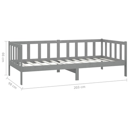 daybed med madras 90x200 cm massivt fyrretræ grå