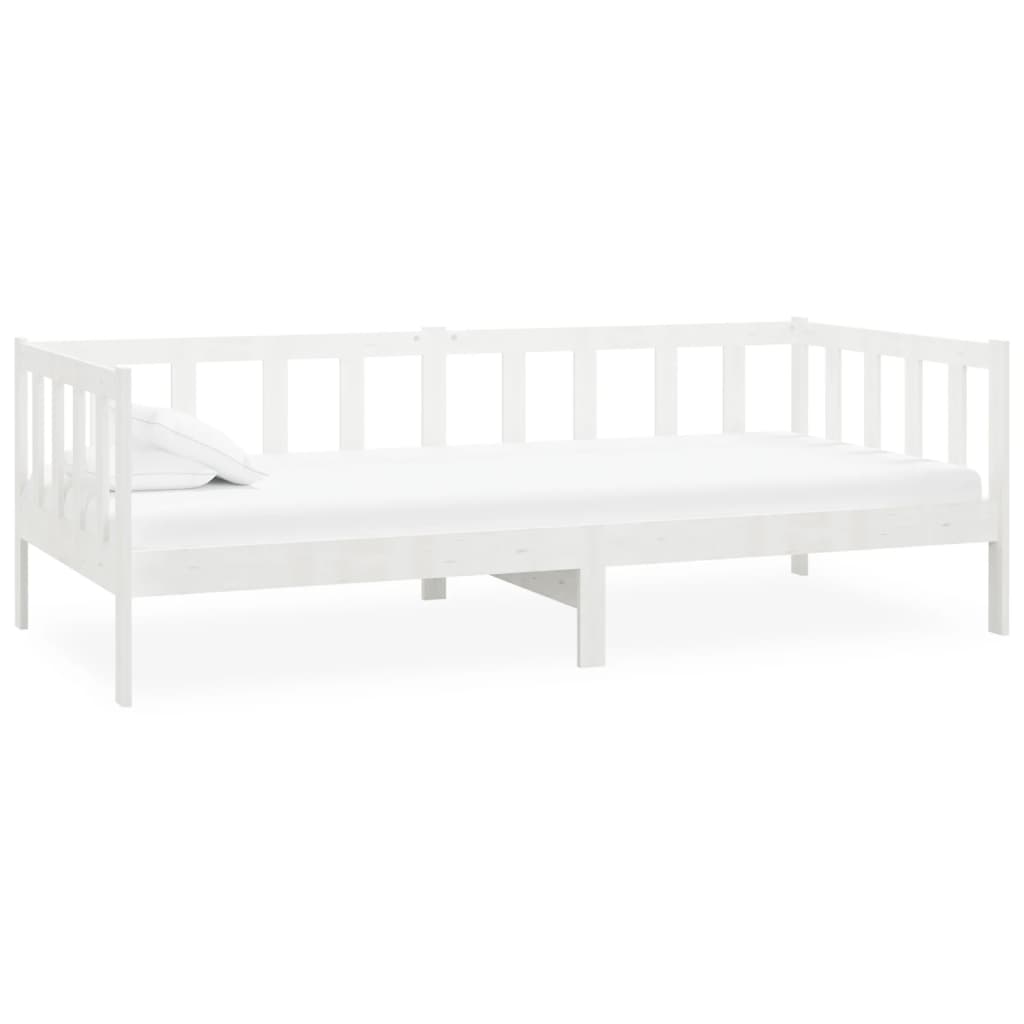 daybed med madras 90x200 cm massivt fyrretræ hvid