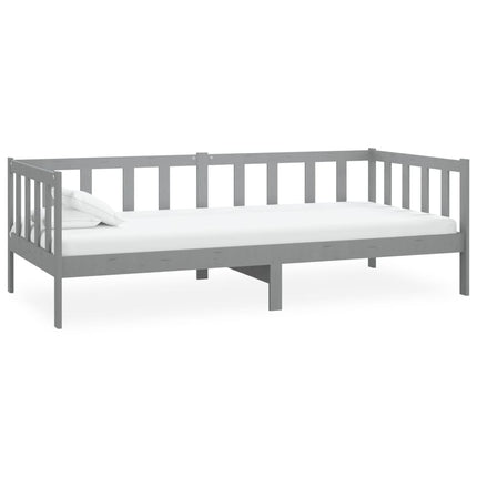 daybed med madras 90x200 cm massivt fyrretræ grå