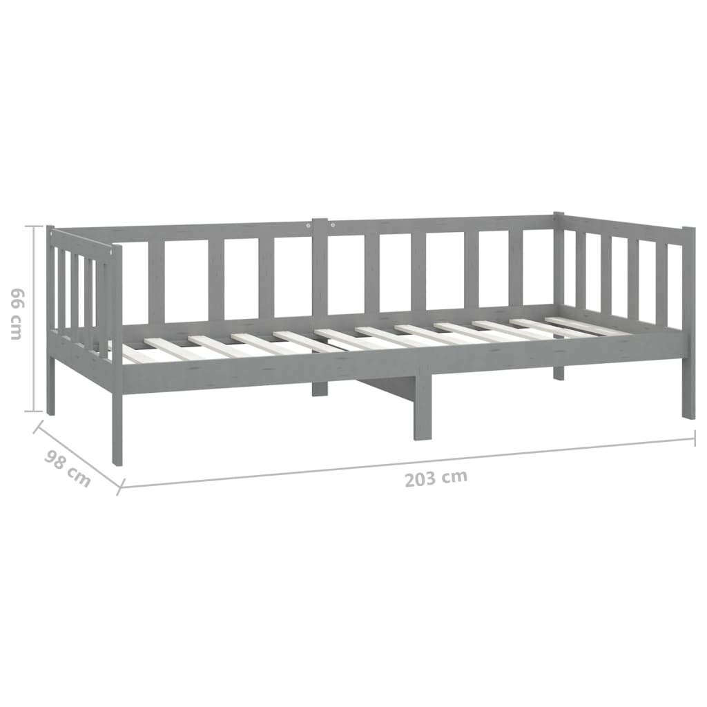 daybed med madras 90x200 cm massivt fyrretræ grå