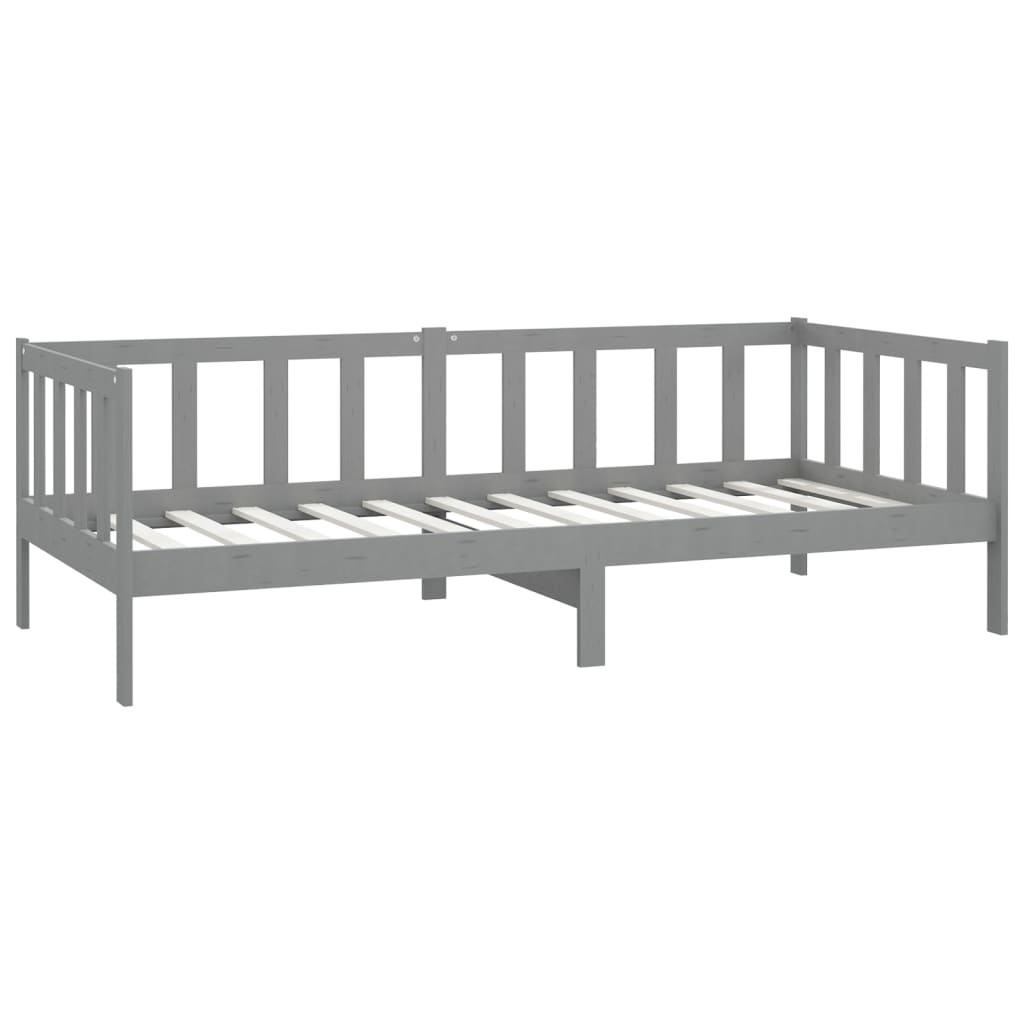daybed med madras 90x200 cm massivt fyrretræ grå