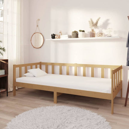 daybed med madras 90x200 cm massivt fyrretræ gyldenbrun