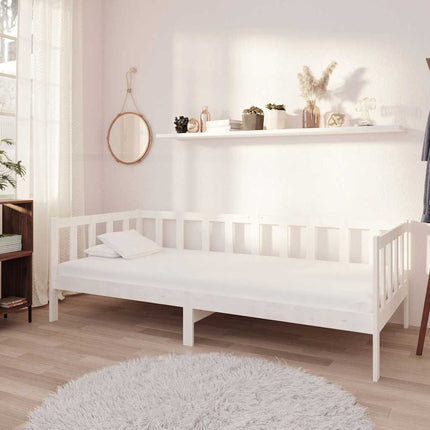daybed med madras 90x200 cm massivt fyrretræ hvid