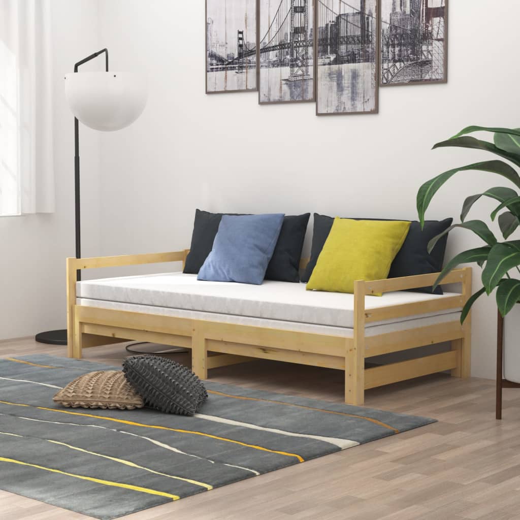 daybed med udtræk 2x(90x200) cm massivt fyrretræ