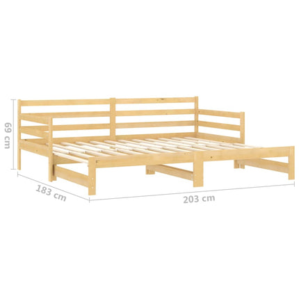 daybed med udtræk 2x(90x200) cm massivt fyrretræ