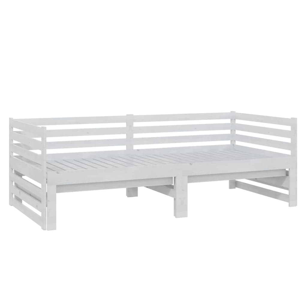daybed med udtræk 2x(90x200) cm massivt fyrretræ hvid