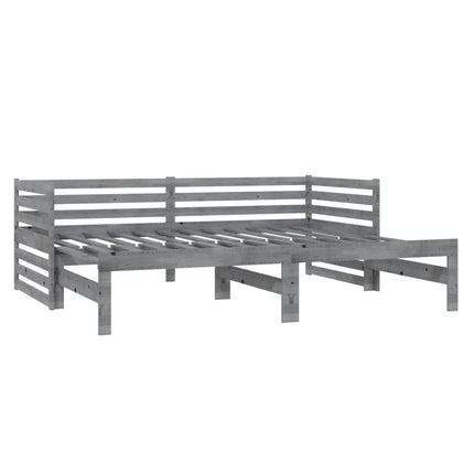 daybed med udtræk 2x(90x200) cm massivt fyrretræ grå