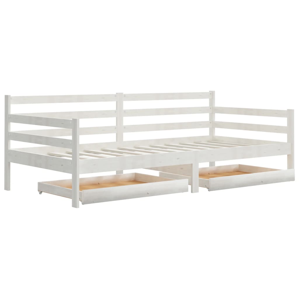 daybed med skuffer 90x200 cm massivt fyrretræ hvid