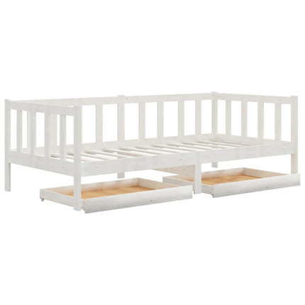 daybed med skuffer 90x200 cm massivt fyrretræ hvid