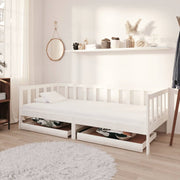 daybed med skuffer 90x200 cm massivt fyrretræ hvid