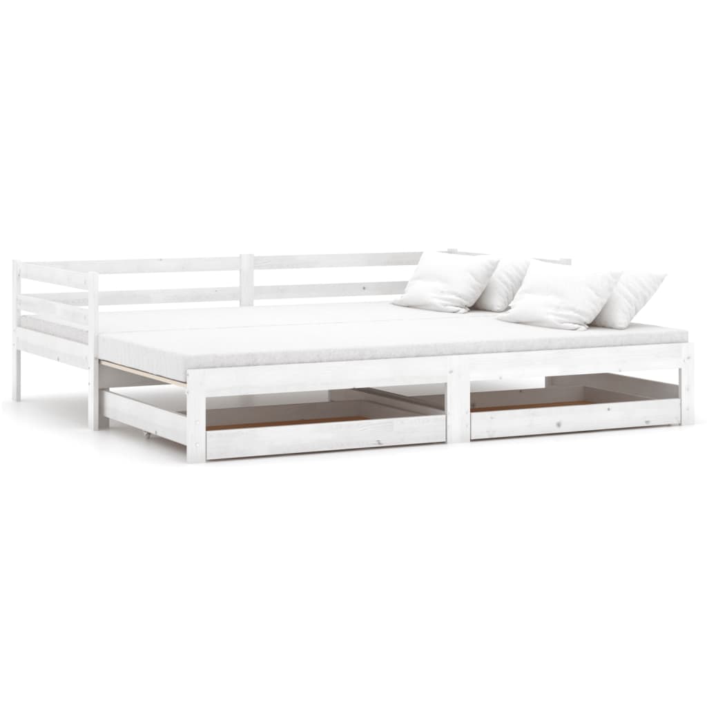 daybed med udtræk 2x(90x200) cm massivt fyrretræ hvid