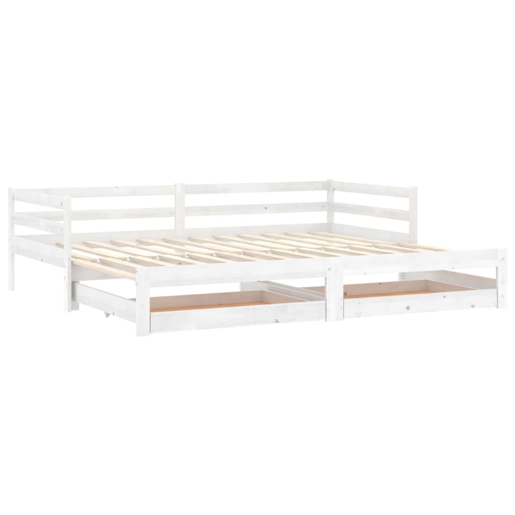 daybed med udtræk 2x(90x200) cm massivt fyrretræ hvid