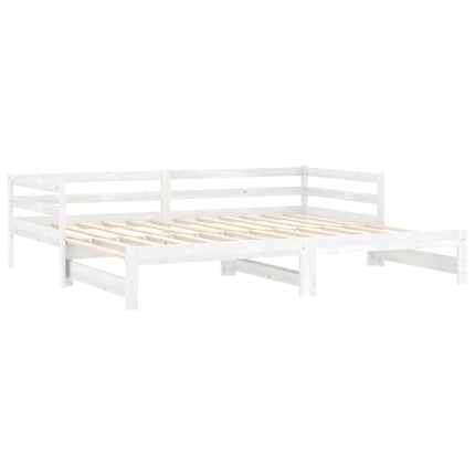 daybed med udtræk 2x(90x200) cm massivt fyrretræ hvid