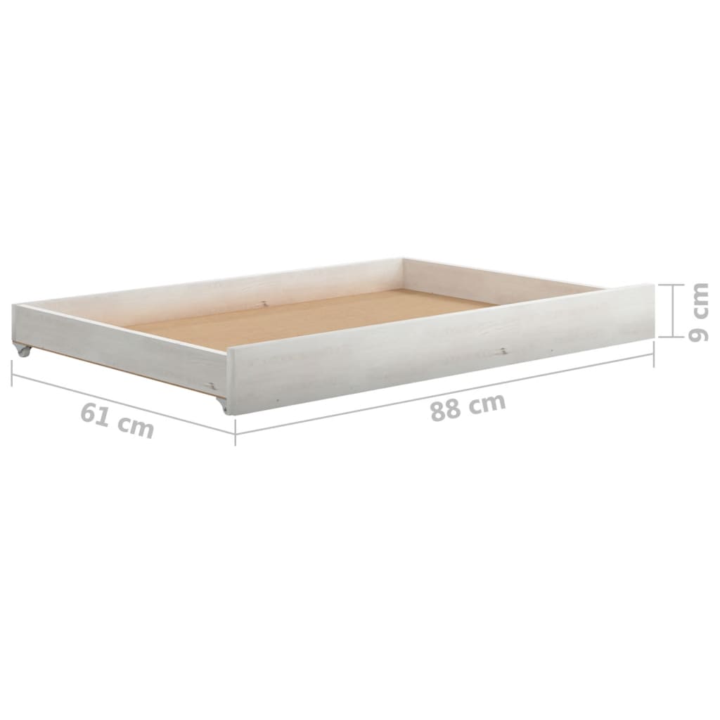 daybed med udtræk 2x(90x200) cm massivt fyrretræ hvid