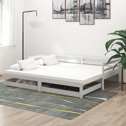 daybed med udtræk 2x(90x200) cm massivt fyrretræ hvid