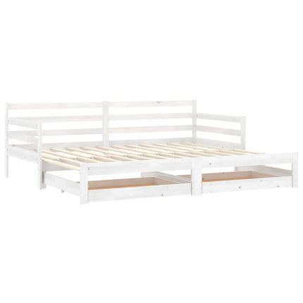 daybed med udtræk 2x(90x200) cm massivt fyrretræ hvid