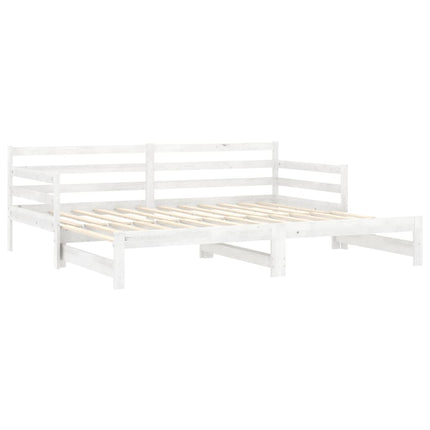 daybed med udtræk 2x(90x200) cm massivt fyrretræ hvid