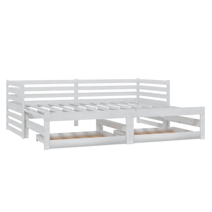 daybed med udtræk 2x(90x200) cm massivt fyrretræ hvid