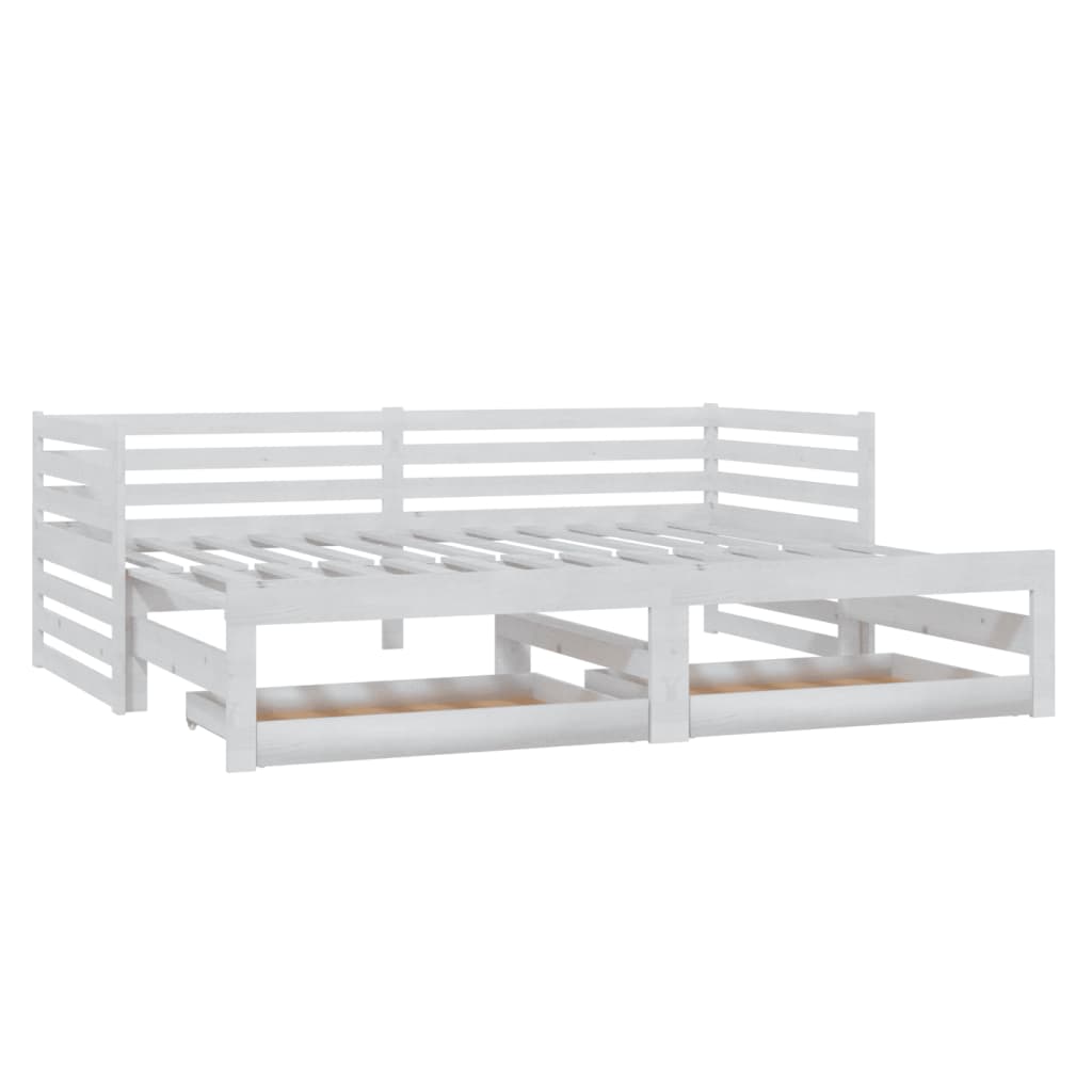 daybed med udtræk 2x(90x200) cm massivt fyrretræ hvid