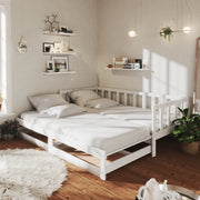 daybed med udtræk 2x(90x200) cm massivt fyrretræ hvid