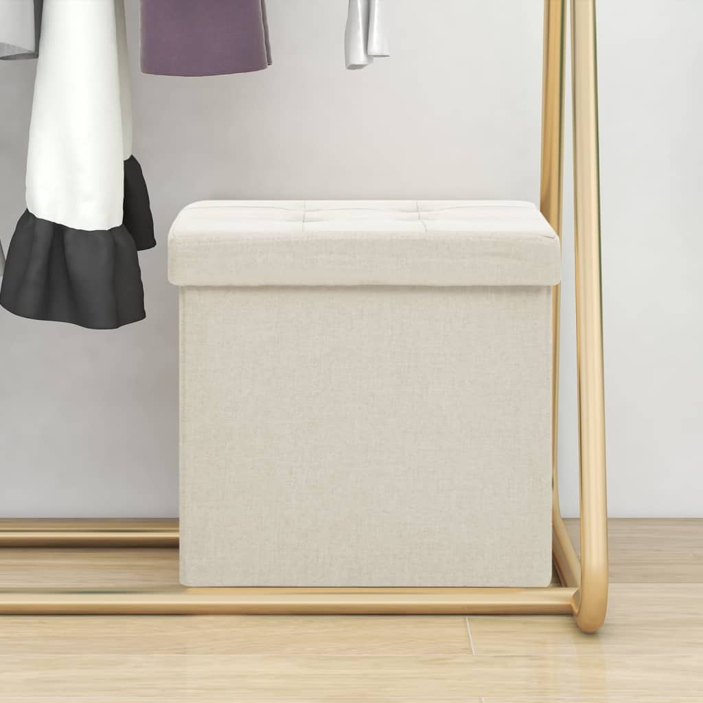 Foldbar Puf Kunstlærred Cremehvid - Vidaxl