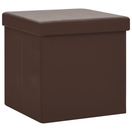 foldbare opbevaringspuffer 2 stk. PVC brun