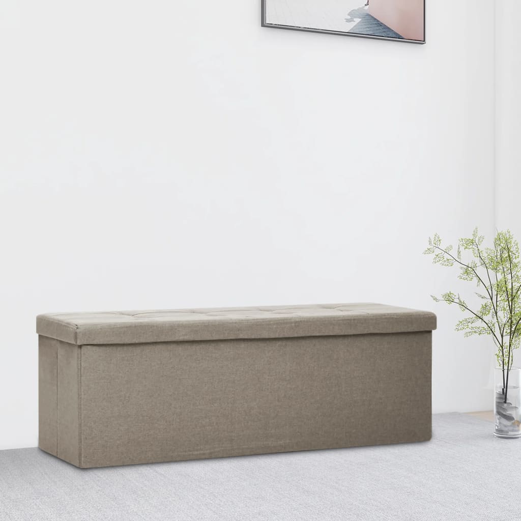 Foldbar opbevaringsbænk i kunstlærred - gråbrun, 110 × 38 × 38 cm