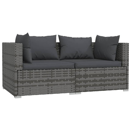 loungesæt til haven 3 dele med hynder polyrattan grå
