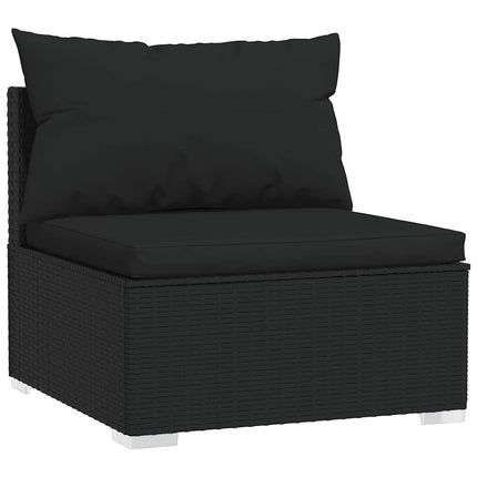 loungesæt til haven 4 dele med hynder polyrattan sort