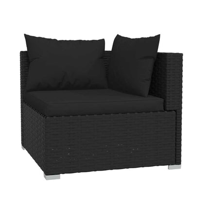 loungesæt til haven 4 dele med hynder polyrattan sort