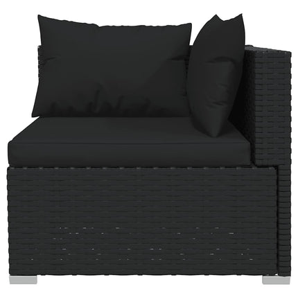 loungesæt til haven 4 dele med hynder polyrattan sort
