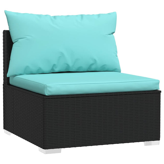 midtermodul til modulsofa med hynder polyrattan sort