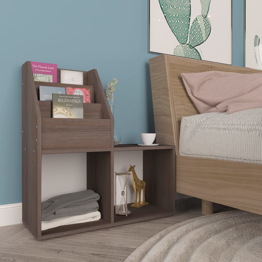 magasinreol 71x30x78,5 cm konstrueret træ grå og sonoma-eg