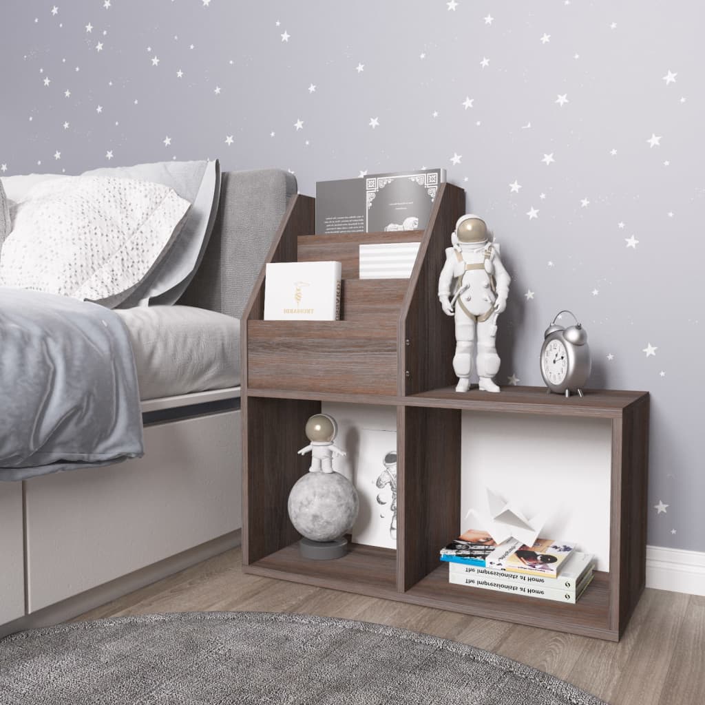 magasinreol 71x30x78,5 cm konstrueret træ grå og sonoma-eg