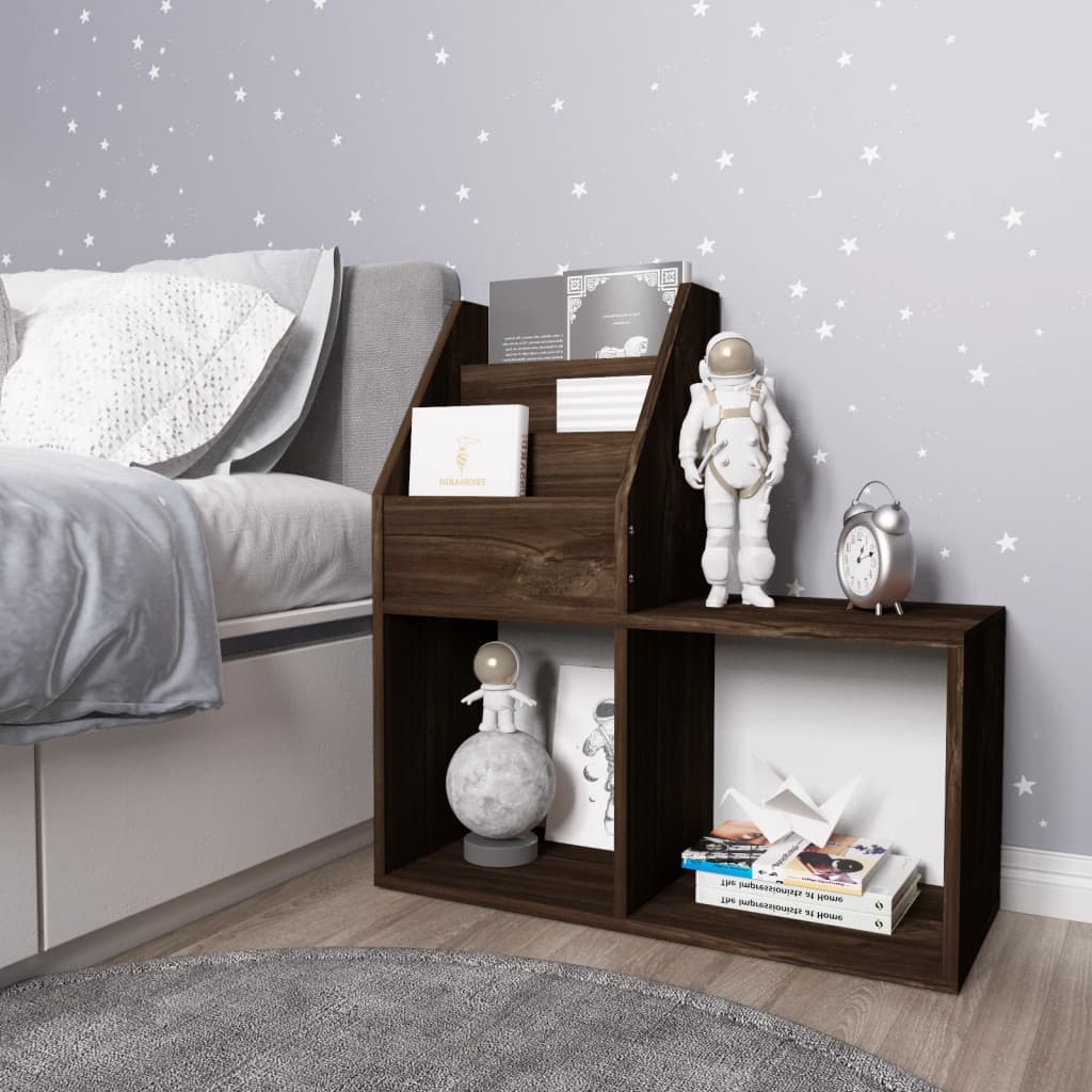 magasinreol til børn 71x30x78,5 cm konstrueret træ røget eg