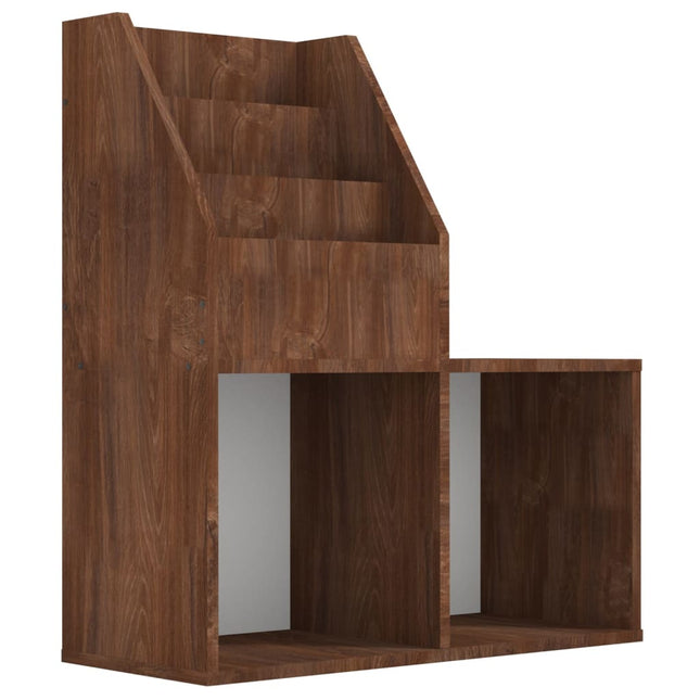magasinholder til børn 71x30x78,5 cm konstrueret træ brunt eg