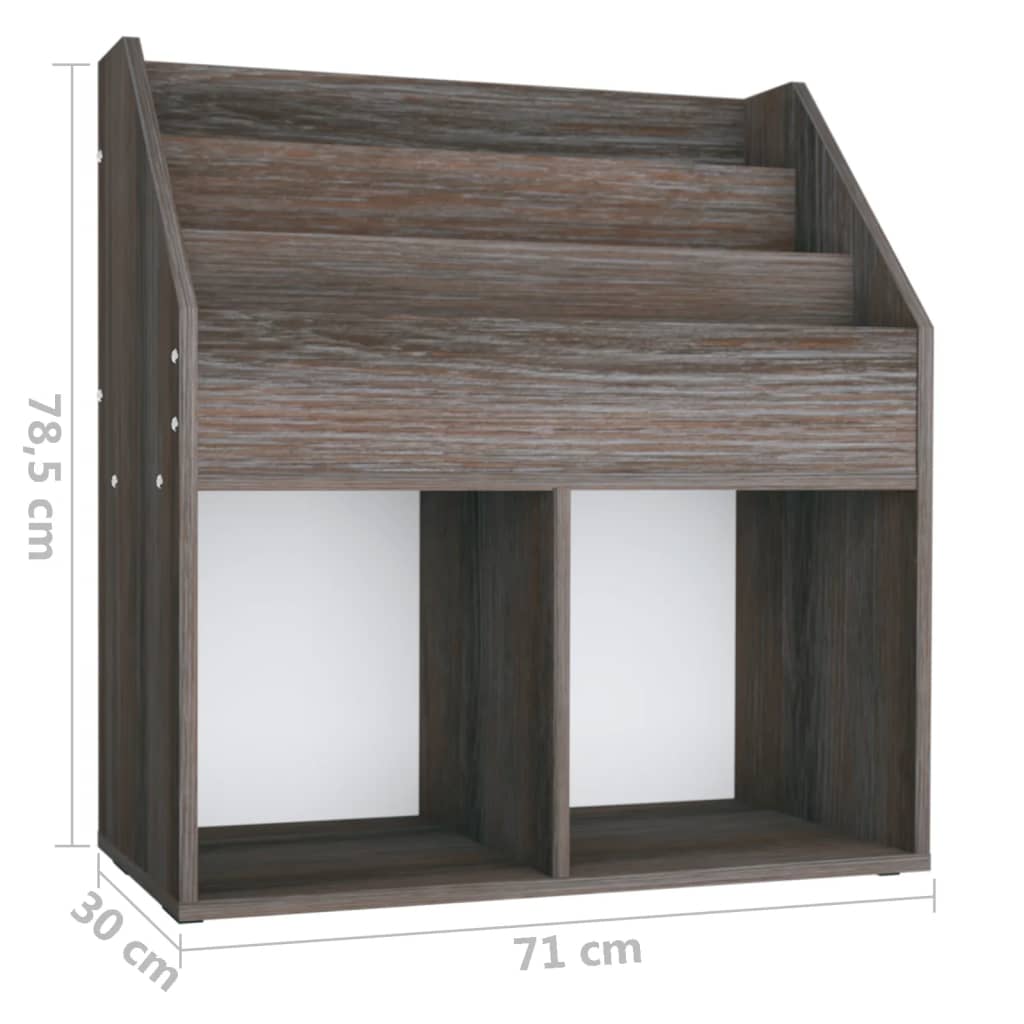 magasinreol 71x30x78,5 cm konstrueret træ grå og sonoma-eg