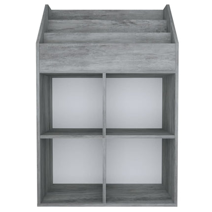 magasinreol til børn 71x30x114 cm konstrueret træ betongrå