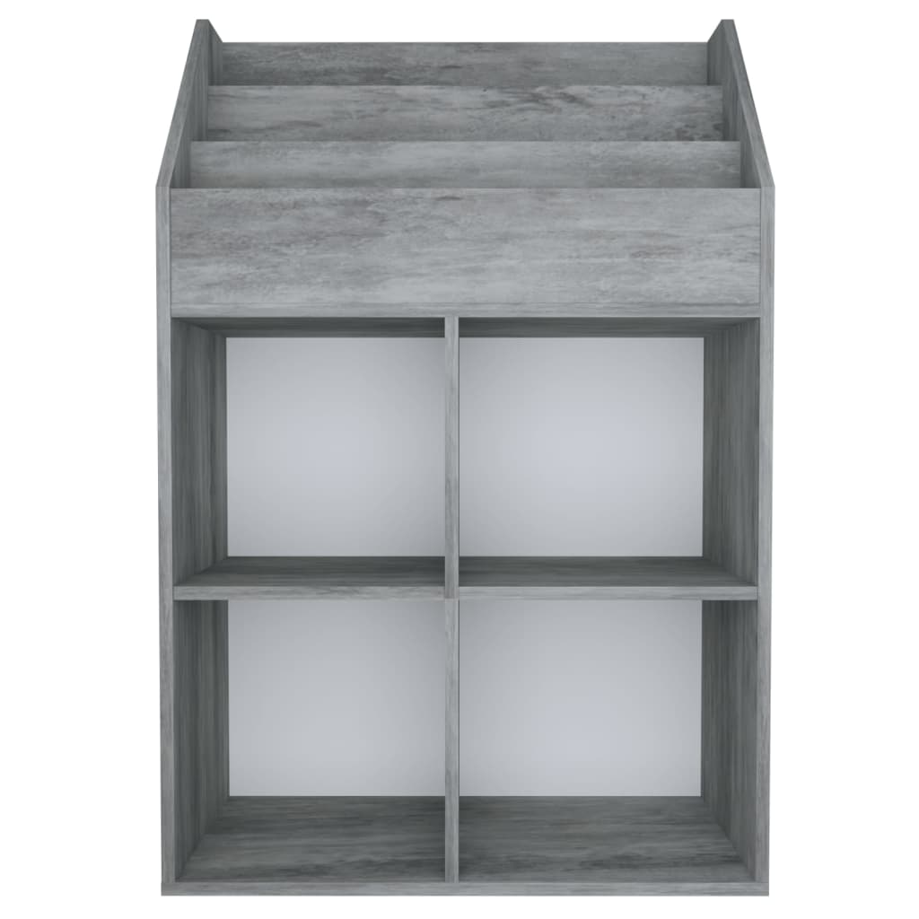 magasinreol til børn 71x30x114 cm konstrueret træ betongrå