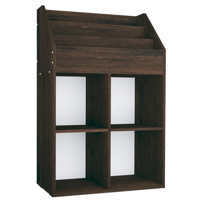 magasinreol til børn 71x30x114 cm konstrueret træ røget eg